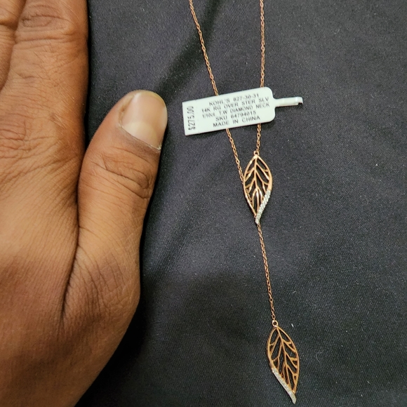 14k rg on SS diamond necklace - Picture 3 of 3